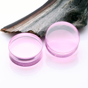 Detail View 1 of A Pair of Flat Glass Double Flared Plug-Pink